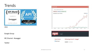 Trends
@siddiqimuhammad
2016
Google Group
IRC Channel : #swagger
Twitter
11
 