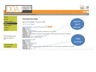 Author paid journal  Free journal  