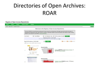 Directories of Open Archives: ROAR 