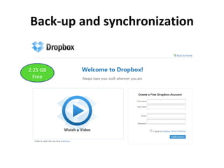 Back-up and synchronization 2.25 GB Free 