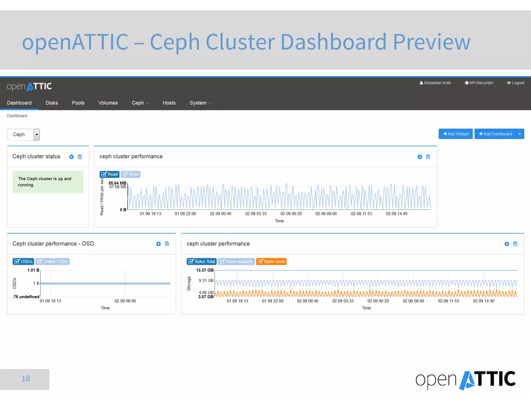 18
openATTIC – Ceph Cluster Dashboard Preview
 