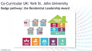 Badge pathway: the Residential Leadership Award
Co-Curricular UK: York St. John University
bit.ly/OBCC_YSJ
 