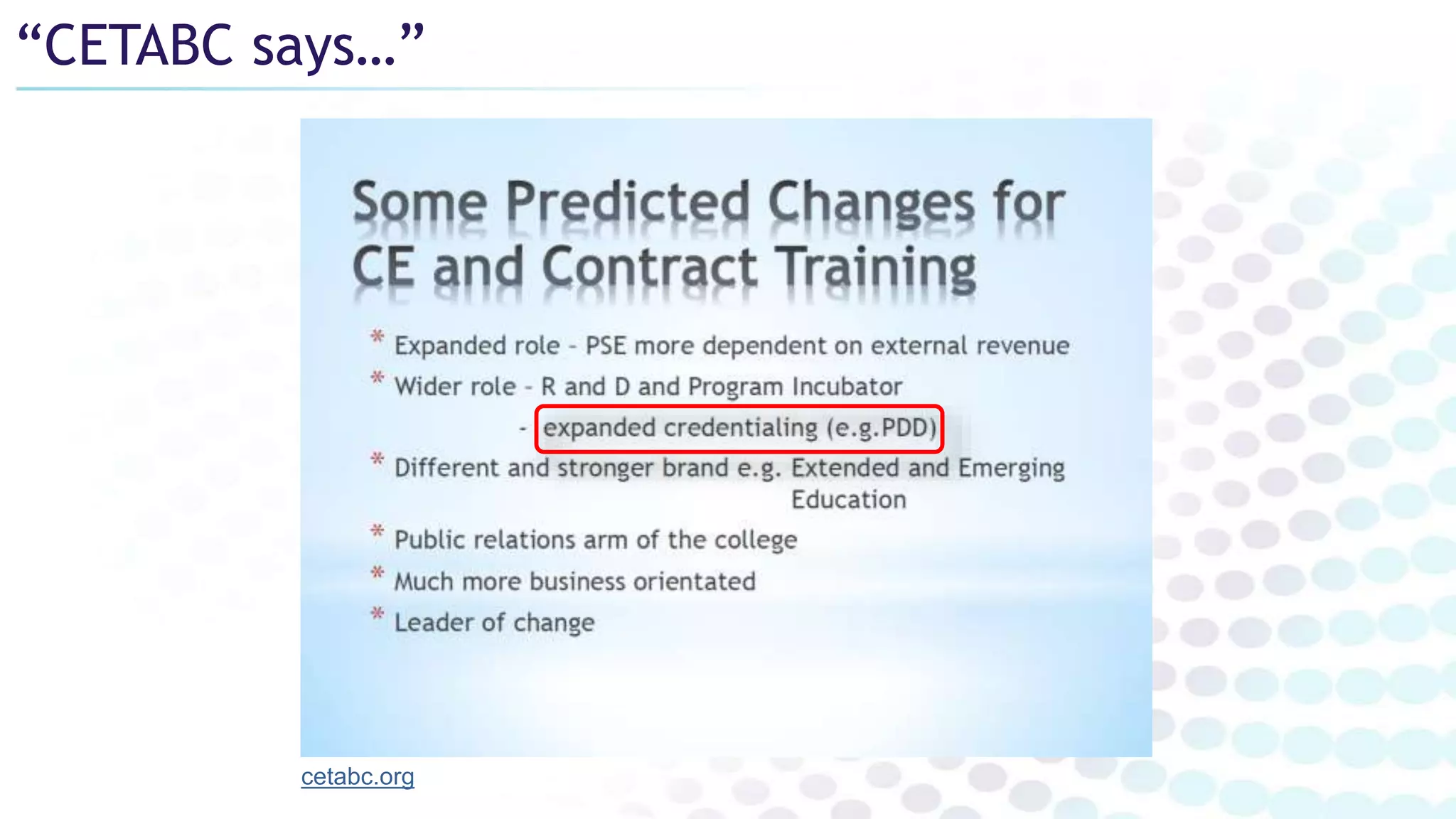 “CETABC says…”
cetabc.org
 