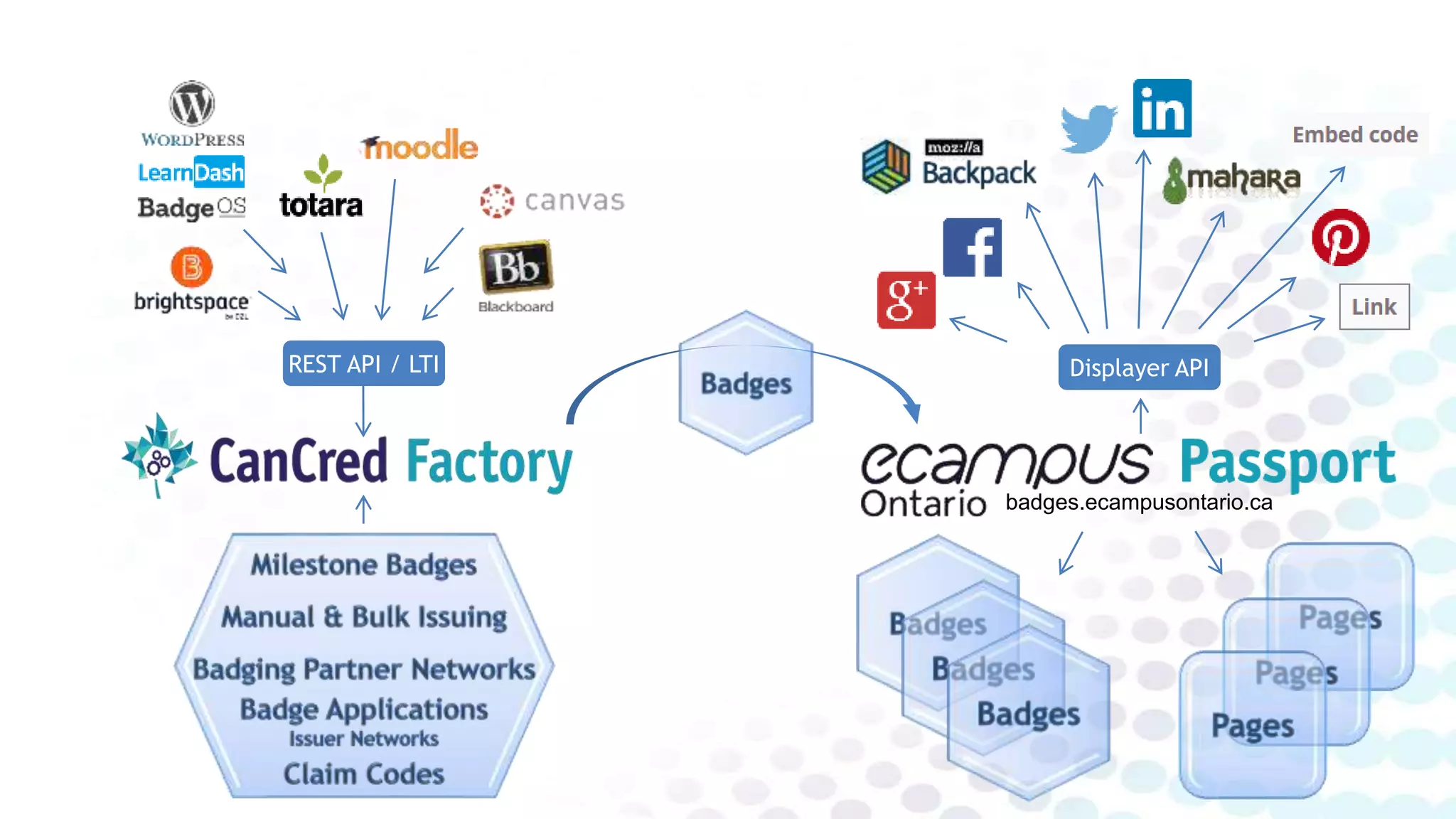 Displayer API
badges.ecampusontario.ca
REST API / LTI
 