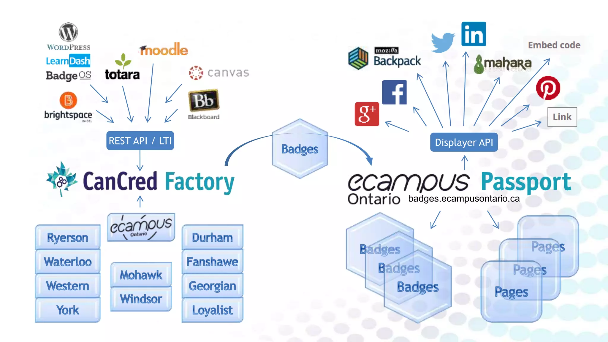 Displayer API
badges.ecampusontario.ca
REST API / LTI
 