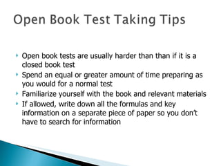 Open book test taking tips97 | PPT