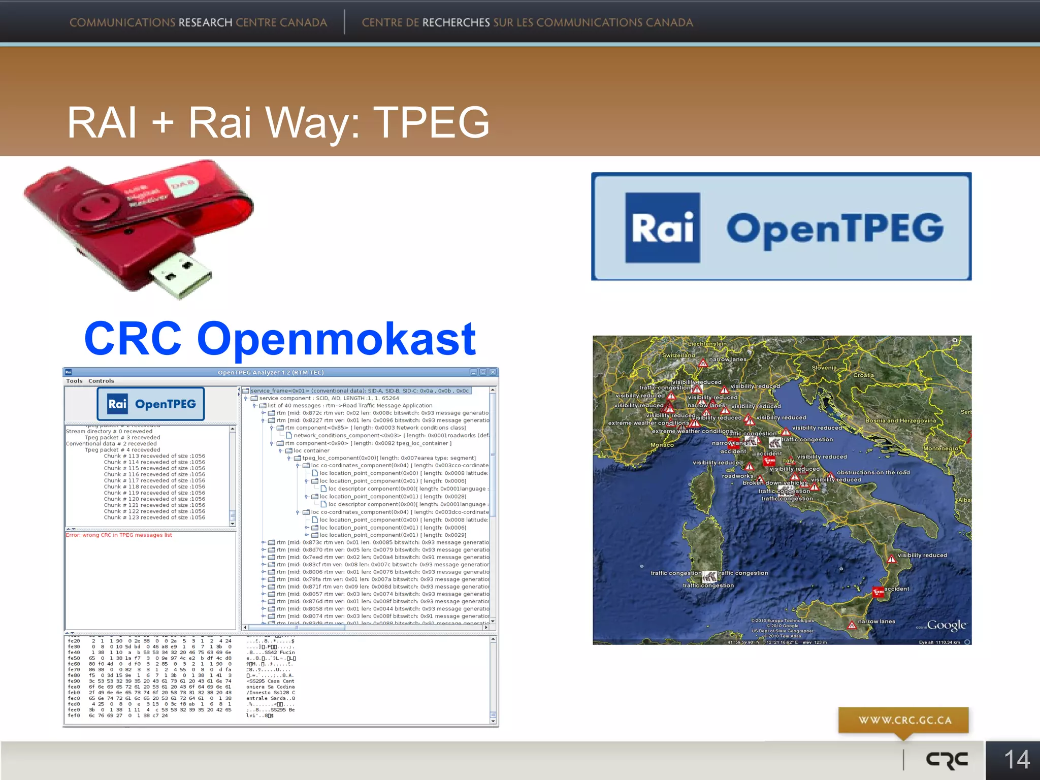 RAI + Rai Way: TPEG




CRC Openmokast




                      14
 