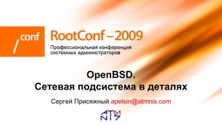 OpenBSD.
Сетевая подсистема в деталях
   Сергей Присяжный apelsin@atmnis.com
 