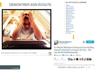 9
DÉMONTRER SON ÉCOUTE
SPINTANK - OPEN CAFE | Juin 2013
 