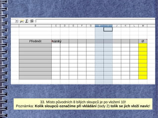 33. Místo původních 8 bílých sloupců je po vložení 10!
Poznámka: Kolik sloupců označíme při vkládání (tady 2) tolik se jich vloží navíc!
 