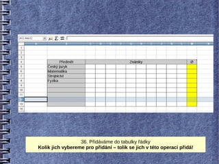 36. Přidáváme do tabulky řádky
Kolik jich vybereme pro přidání – tolik se jich v této operaci přidá!
 