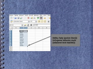 Délku řady (počet členů)
Určujeme tažením myši
(stlačené levé tlačítko)
 
