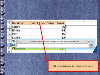 Klepnout do buňky, která bude tvořit název
 