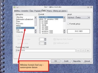 Měníme formát čísel osy -
nastavujeme datum
 