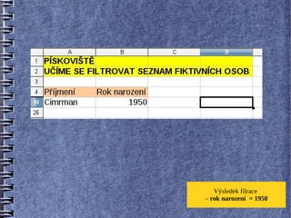 Výsledek filrace
– rok narození = 1950
 