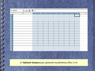 8. Vybrané sloupce jsou upravené na jednotnou šířku 1 cm
 