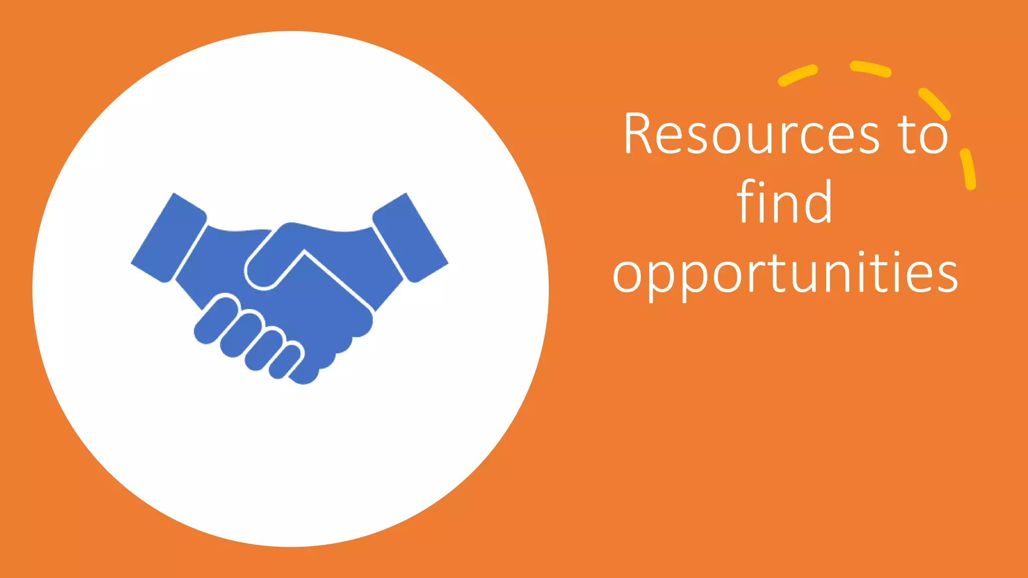 Resources to
find
opportunities
 