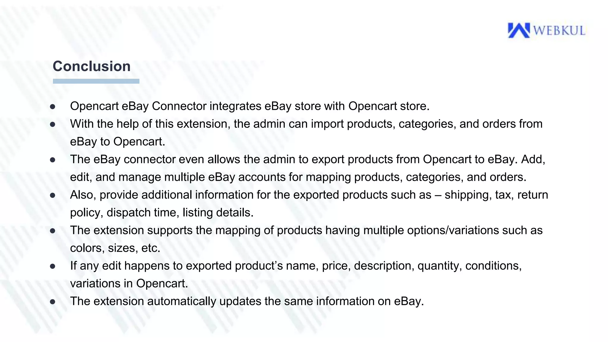 OpenCart Ebay Connector Plugin