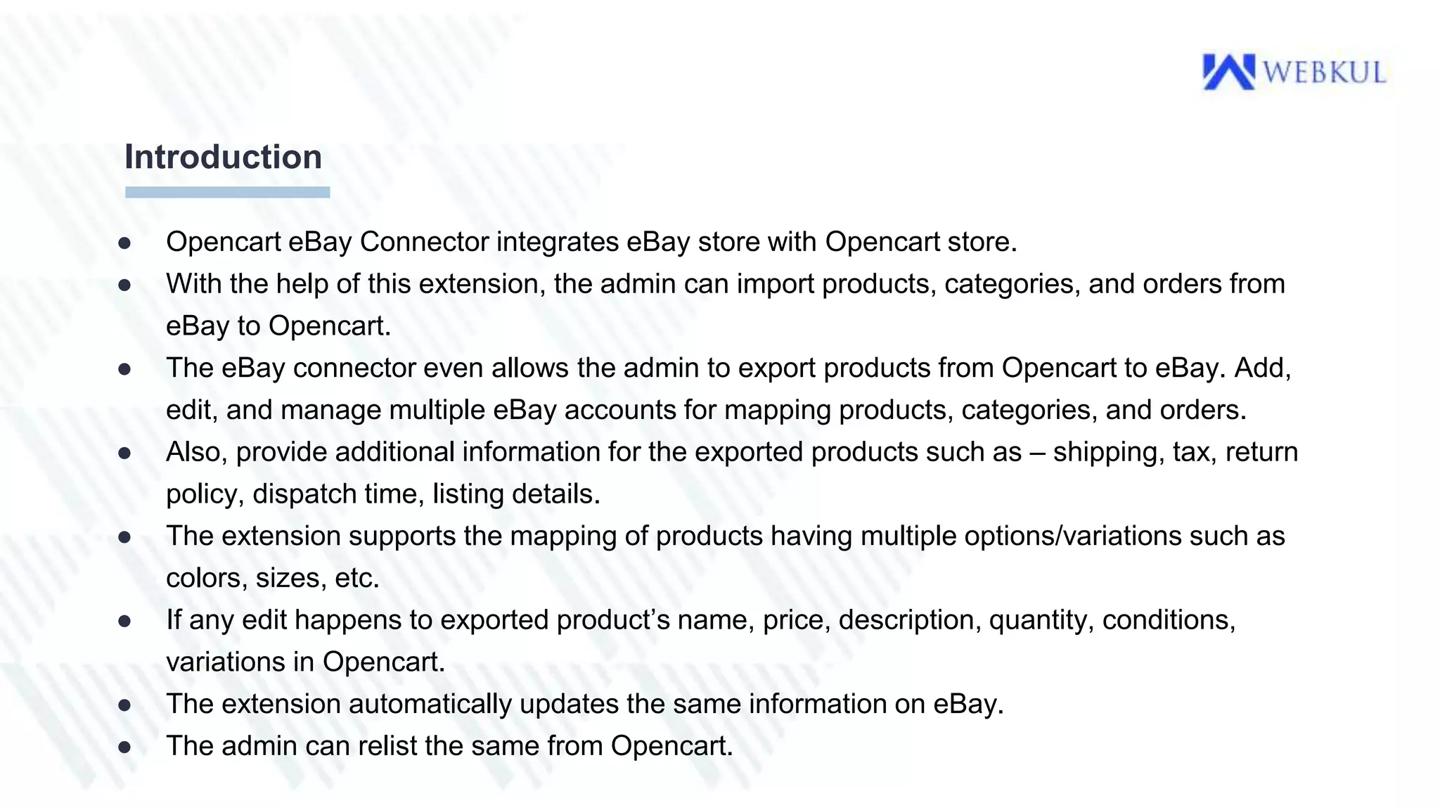 OpenCart Ebay Connector Plugin