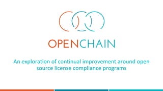 An exploration of continual improvement around open
source license compliance programs
 