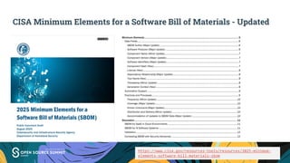 CISA Minimum Elements for a Software Bill of Materials - Updated
https://www.cisa.gov/resources-tools/resources/2025-minim...
