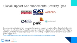 Global Support Announcements: Security Spec
Six partner organizations have announced services to support adoption of the O...