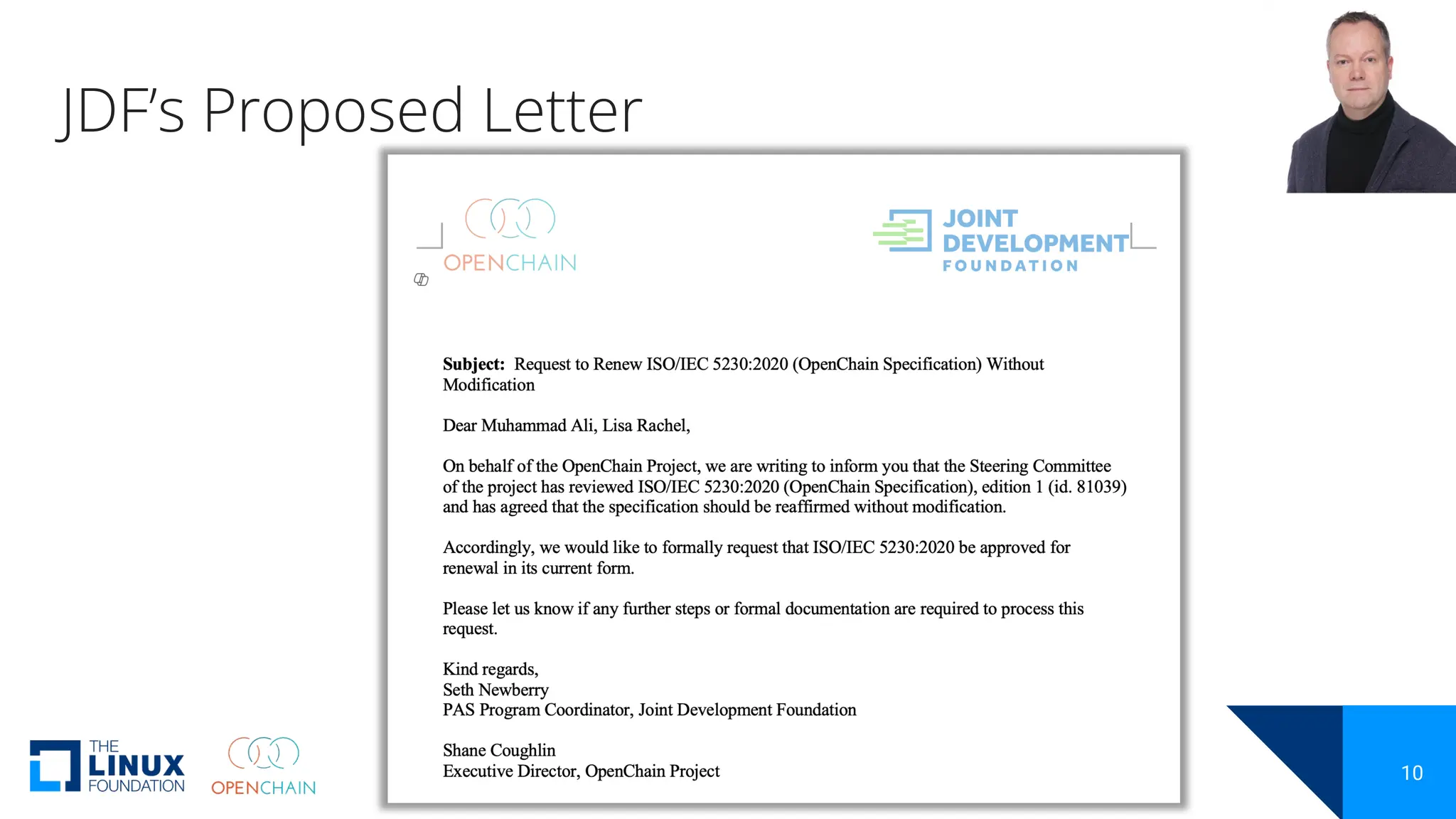 JDF’s Proposed Letter
10
 