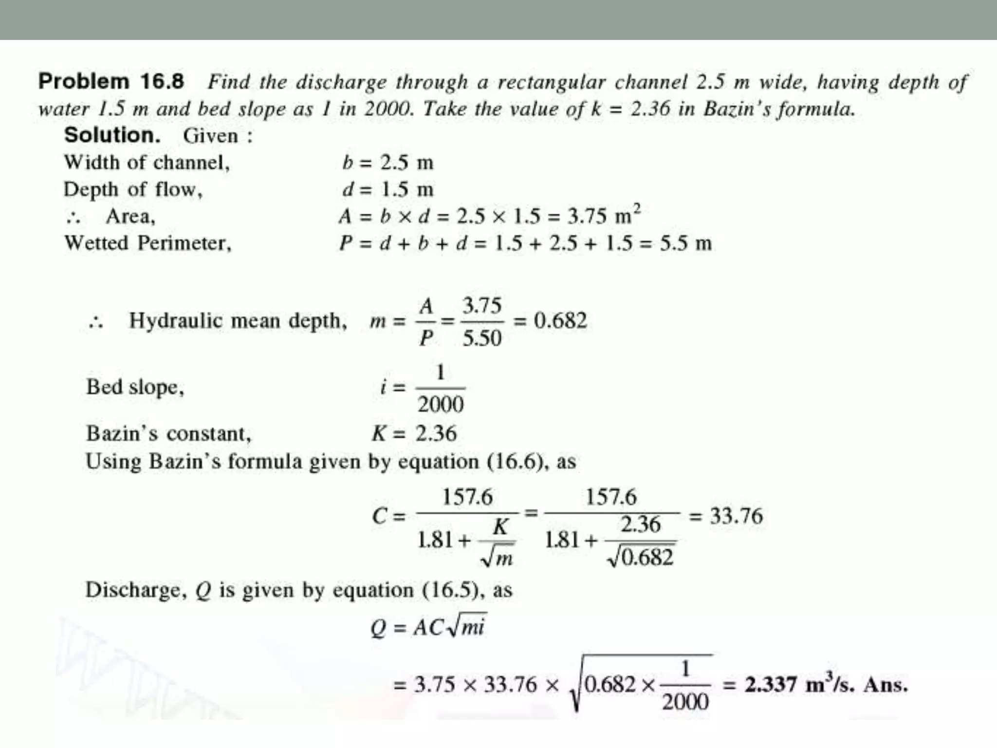 Open channel Flow - Uniform Flow