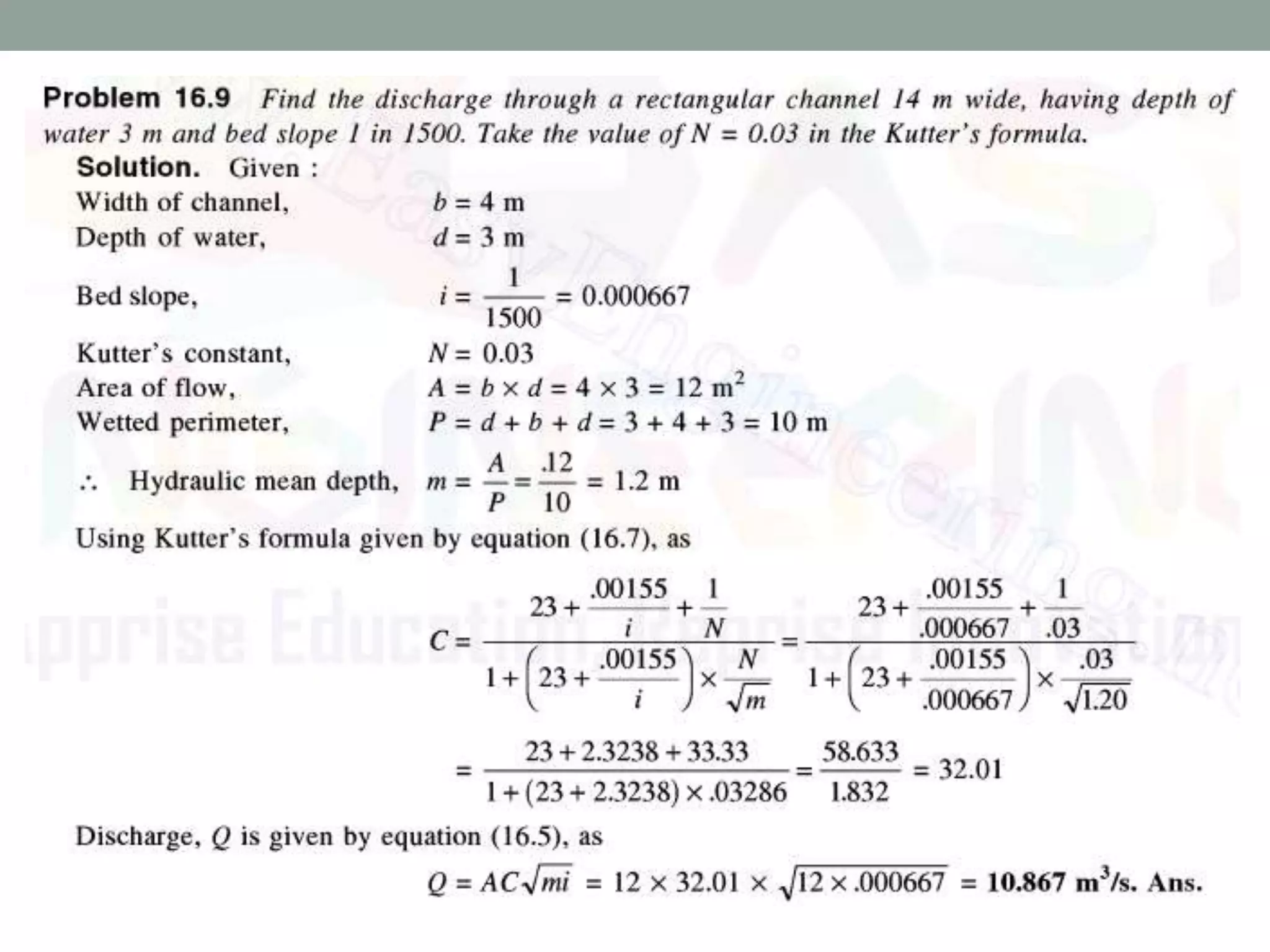 Open channel Flow - Uniform Flow