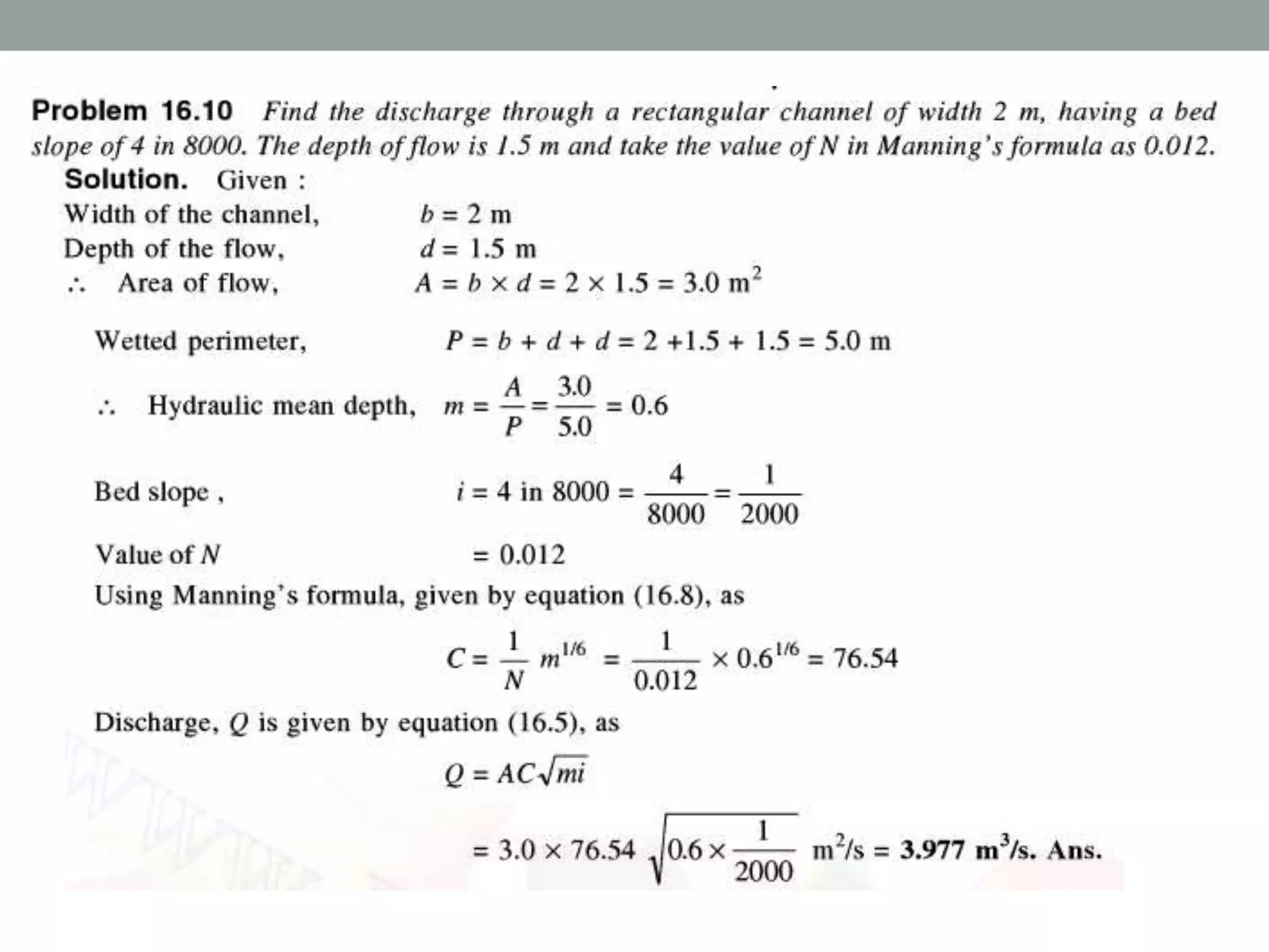 Open channel Flow - Uniform Flow