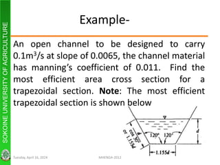 Learn how Design of Open channel flow step-by-step | PPT