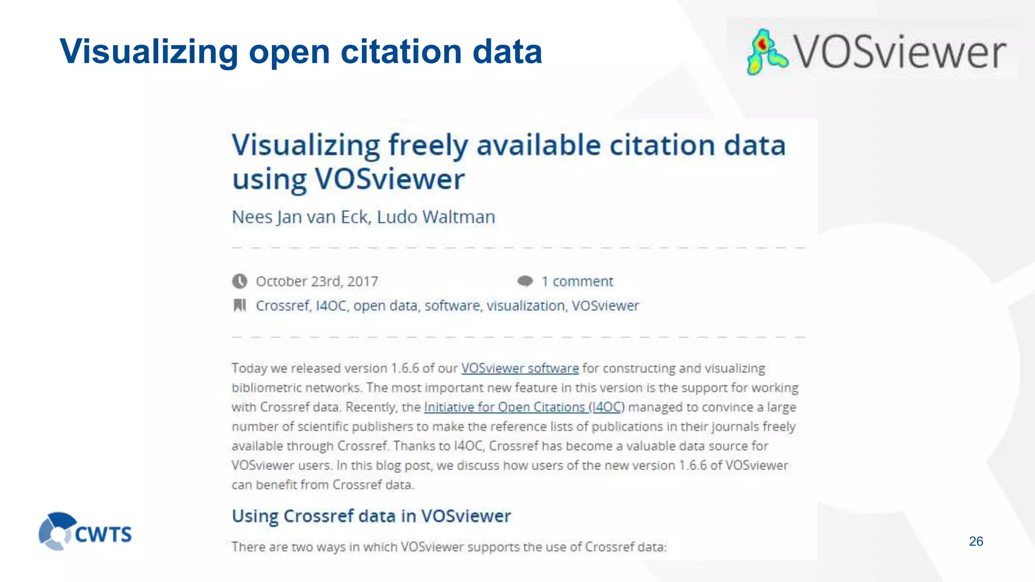Visualizing open citation data
26
 