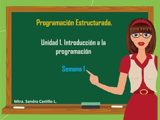 Programación Estructurada.
Unidad 1. Introducción a la
programación
Semana 1
Mtra. Sandra Castillo L.
 