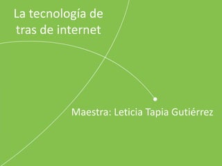 La tecnología de
tras de internet
Maestra: Leticia Tapia Gutiérrez
 