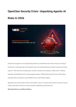 OpenClaw Security Crisis- Unpacking Agentic AI Risks In 2026 | PDF