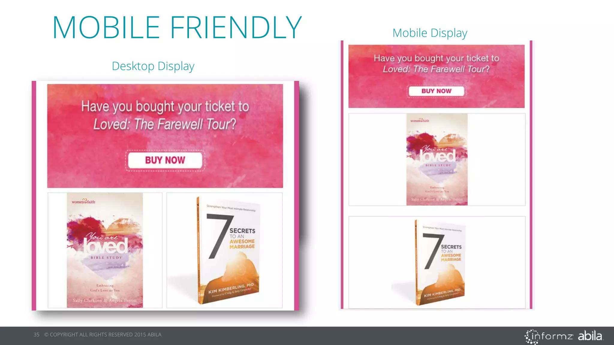 35 © COPYRIGHT ALL RIGHTS RESERVED 2015 ABILA
MOBILE FRIENDLY
Desktop Display
Mobile Display
 