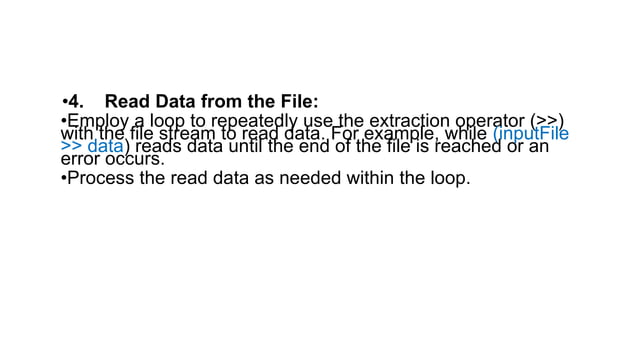 this file is related to c++ files how to write and read from files | PPTX