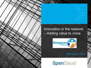 Innovation in the network 
– Adding value to voice 
TAD Summit, 2014 
 