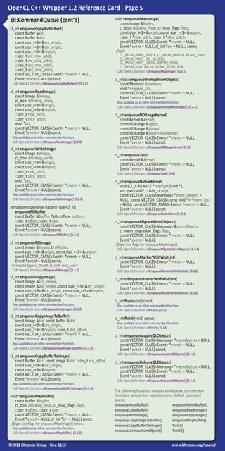 The OpenCL C++ Wrapper 1.2 Reference Card | PDF