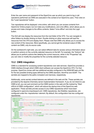 Open cms 8.5.1_documentation_v1.2 | PDF