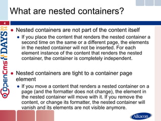 OpenCms Days 2014 - Nested containers in action | PDF
