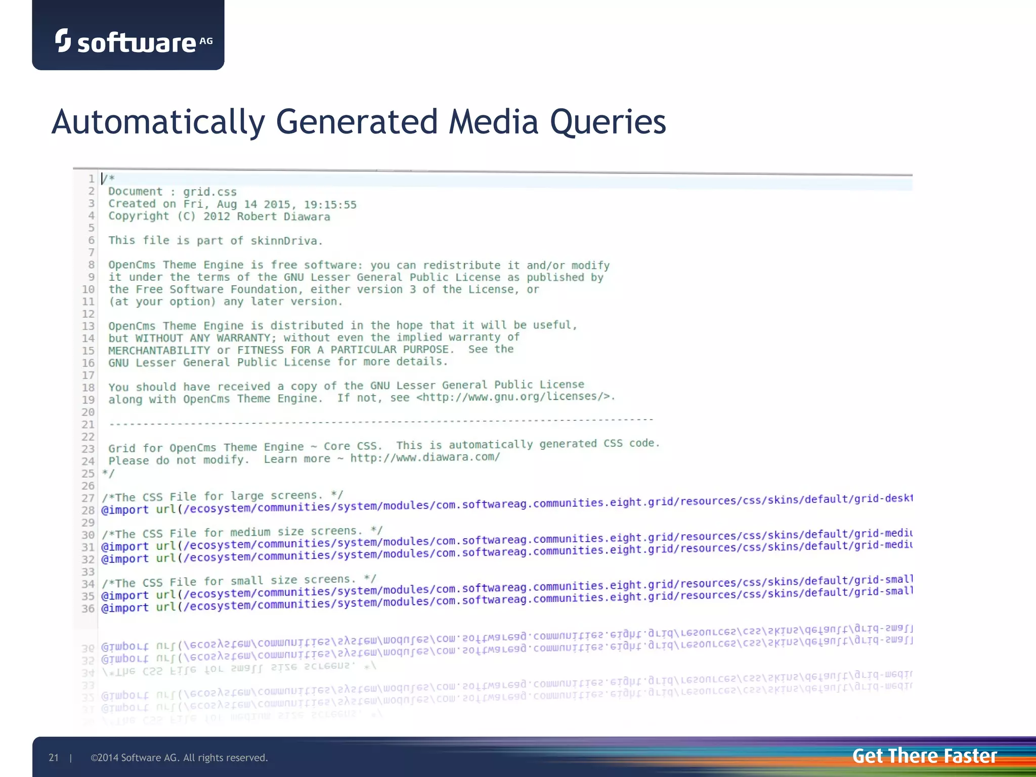 Short Summary
● usability improvement during development process
for opencms modules, reduced distraction, no
copy&paste
● Creation/Export/Import/Synchronization of modules,
Creation of resource types
● Further releases will follow!
 