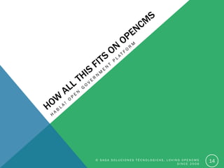 © S A G A S O L U C I O N E S T É C N O L O G I C A S . L O V I N G O P E N C M S
S I N C E 2 0 0 6
14
 