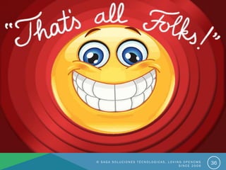 Questions?
© S A G A S O L U C I O N E S T É C N O L O G I C A S . L O V I N G O P E N C M S
S I N C E 2 0 0 6
36
 