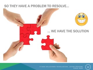 12
SO THEY HAVE A PROBLEM TO RESOLVE…
… WE HAVE THE SOLUTION
© S A G A S O L U C I O N E S T É C N O L O G I C A S . L O V...
