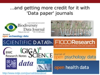 ...and getting more credit for it with
'Data paper' journals
http://www.mdpi.com/journal/data/about
 