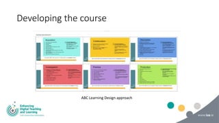 Developing the course
ABC Learning Design approach
 