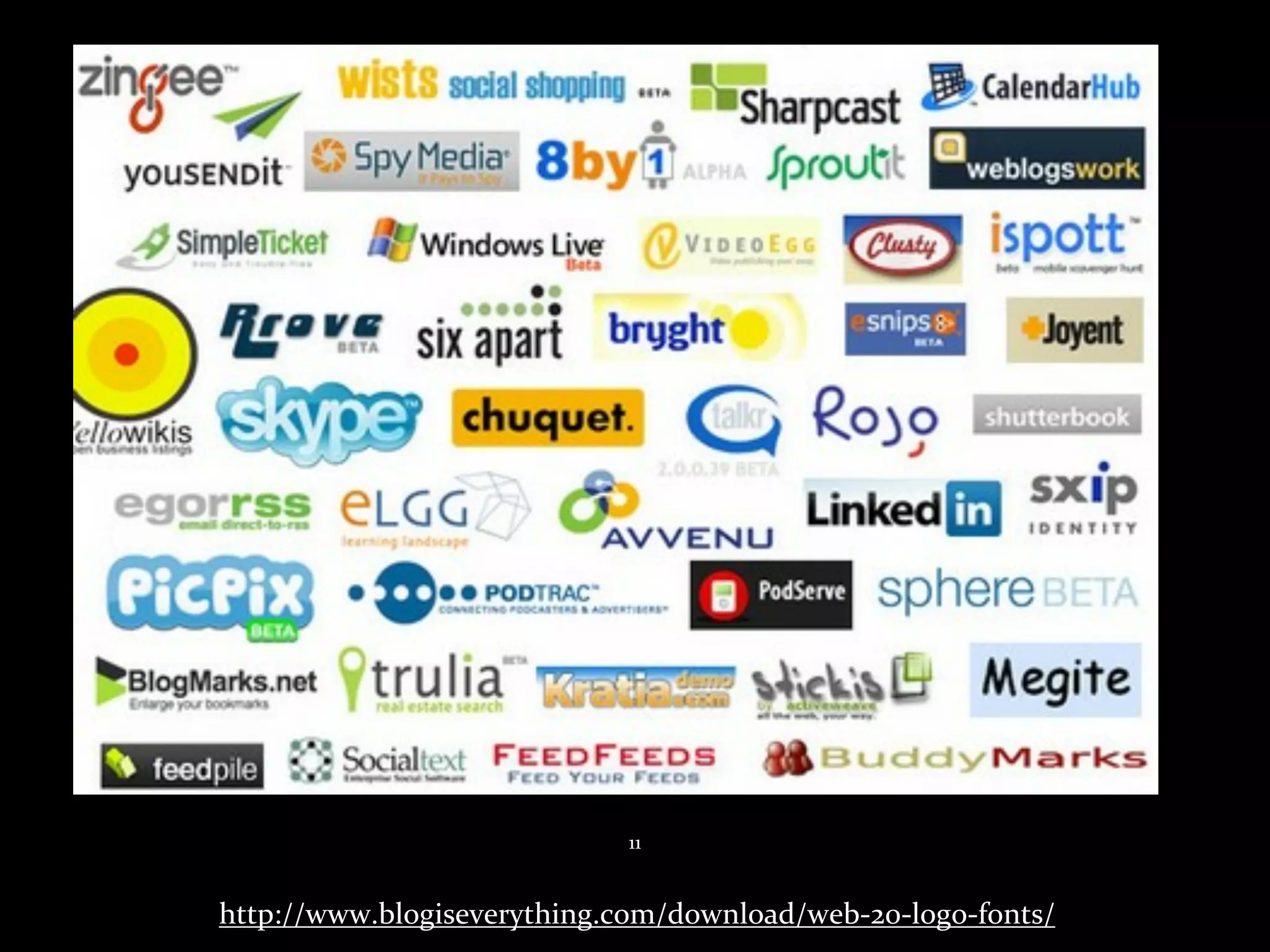 11


http://www.blogiseverything.com/download/web-­‐20-­‐logo-­‐fonts/
 