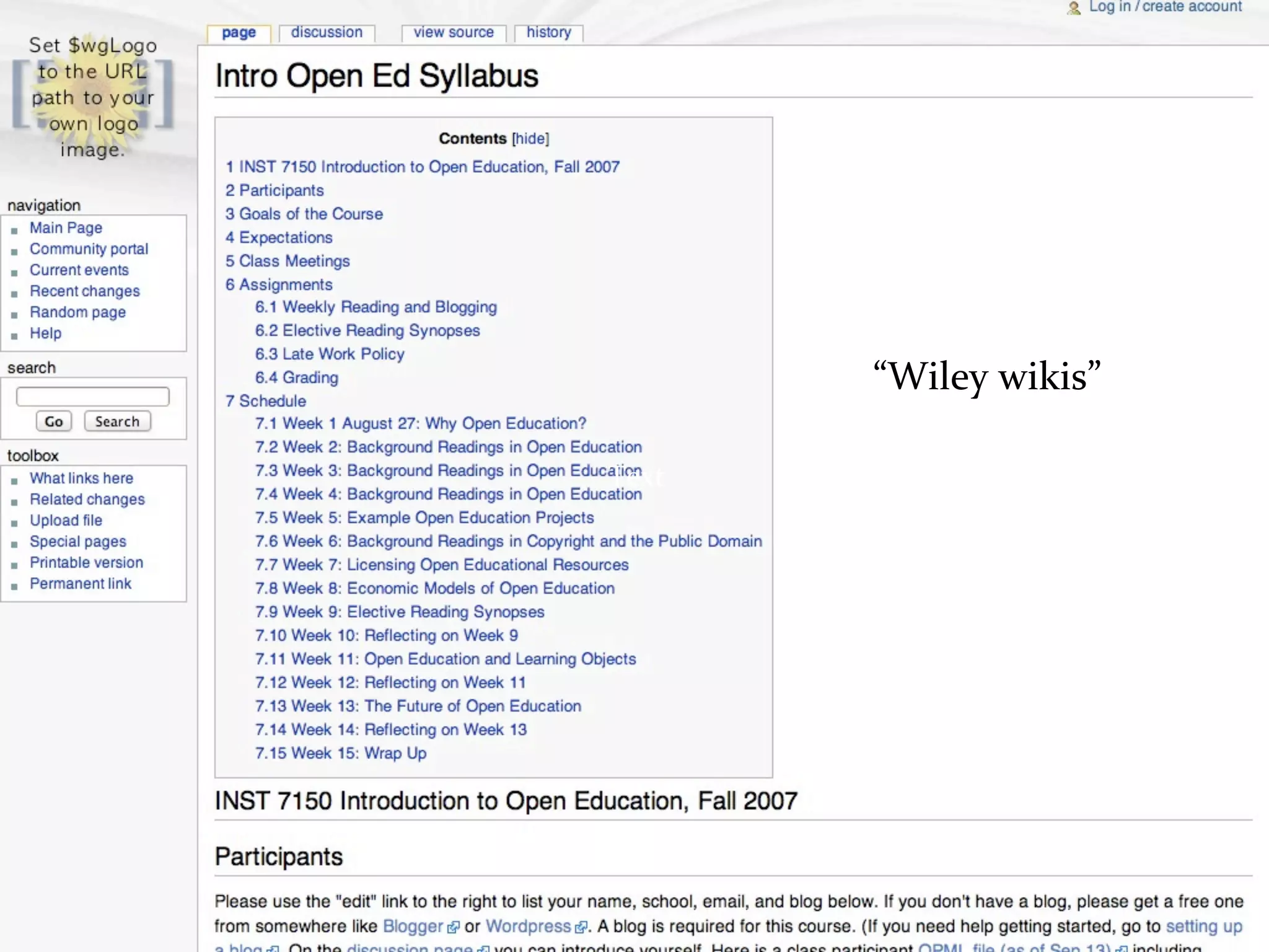 intro	
  open	
  ed	
  I


                      “Wiley	
  wikis”

          Text




           19
 