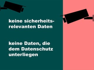 keine sicherheits-
relevanten Daten
keine Daten, die
dem Datenschutz
unterliegen
 